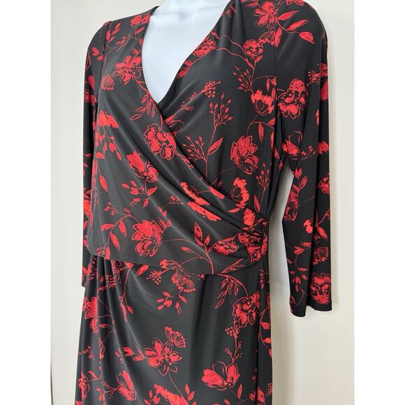 Lauren by Ralph Lauren Womens Floral Jersey Dress 10 Classic Night Out Elevated - Picture 2 of 16